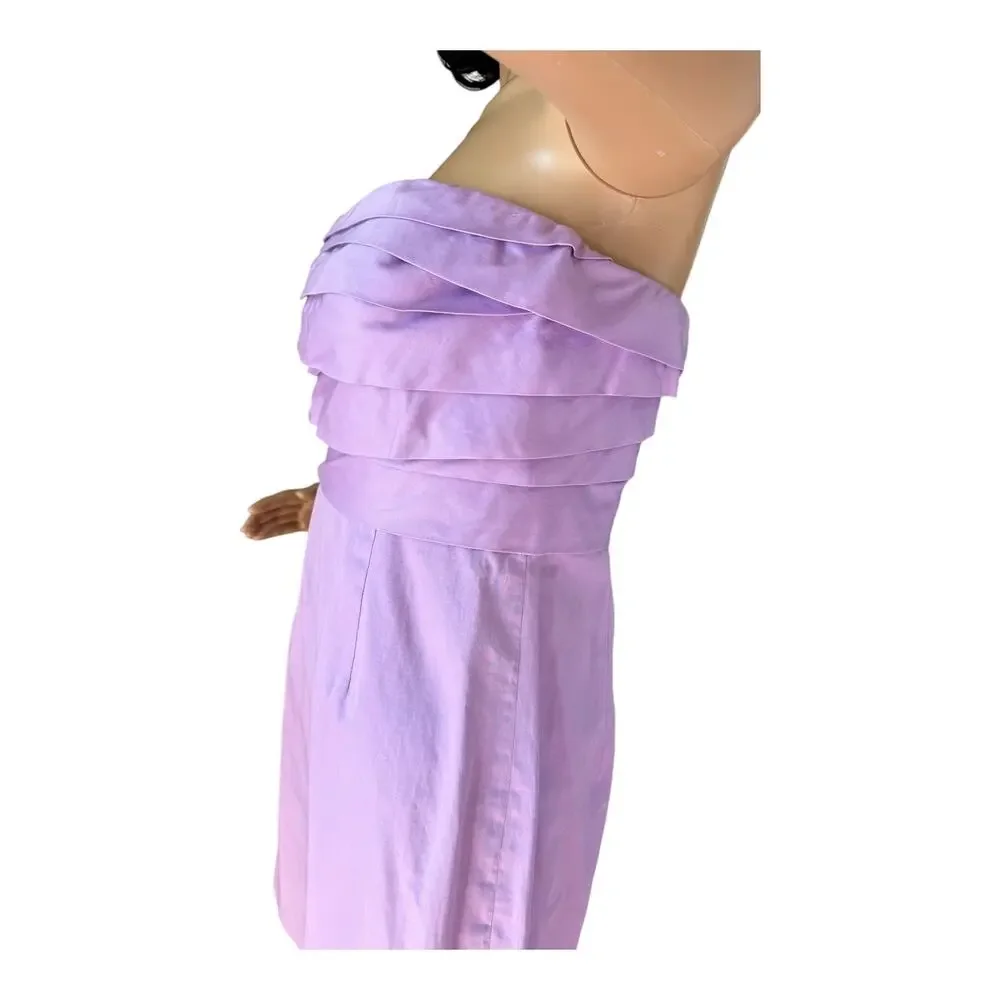 J. Crew Wave Bodice Strapless cotton lavender/ purple dress size 6